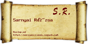 Sarnyai Rózsa névjegykártya