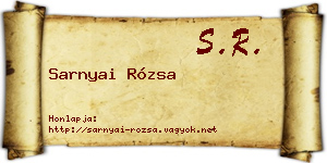 Sarnyai Rózsa névjegykártya